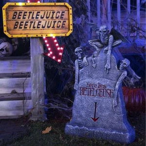 1Pcs Halloween BetelGeuse/Beetle Juice LED Glowing Ghost Skull Tombstone Horror - Picture 1 of 7