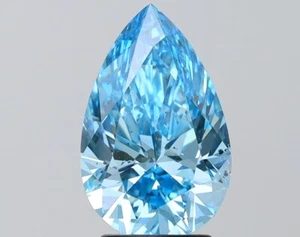 3 CT Blue Pear Lab Grown Diamond for Necklace | IGI Certified - Picture 1 of 2