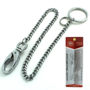 Stainless Steel Men's Anti-lost Wallet Waist Chain Keychain Keys Ring Holder 15" - Picture 1 of 4