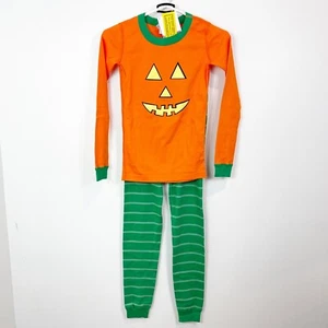 Hanna Andersson Halloween Pumpkin Jack O Lantern Long John Pajama Set 140 10 - Picture 1 of 2