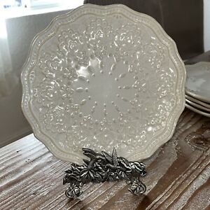 Pioneer Woman Farmhouse Lace Linen Scalloped 8.5” Salad Plates Set Of 4