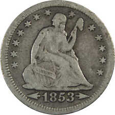 1853 Arrows and Rays Seated Liberty Quarter F Fine Silver SKU:I13469