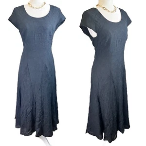 Jones New York 100% Silk Vintage Y2K Black Whimsigoth Back Zip Midi Dress Size 8 - Picture 1 of 17