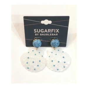 NWT Sugarfix by BaubleBar Gold Tone Embellished Shell Drop Earrings~Lightweight! - Picture 1 of 4