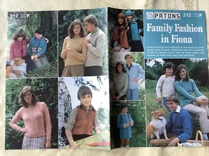 Patons knitting pattern book 212. Fiona Family Fashion, 13 designs approx DK - Picture 1 of 21