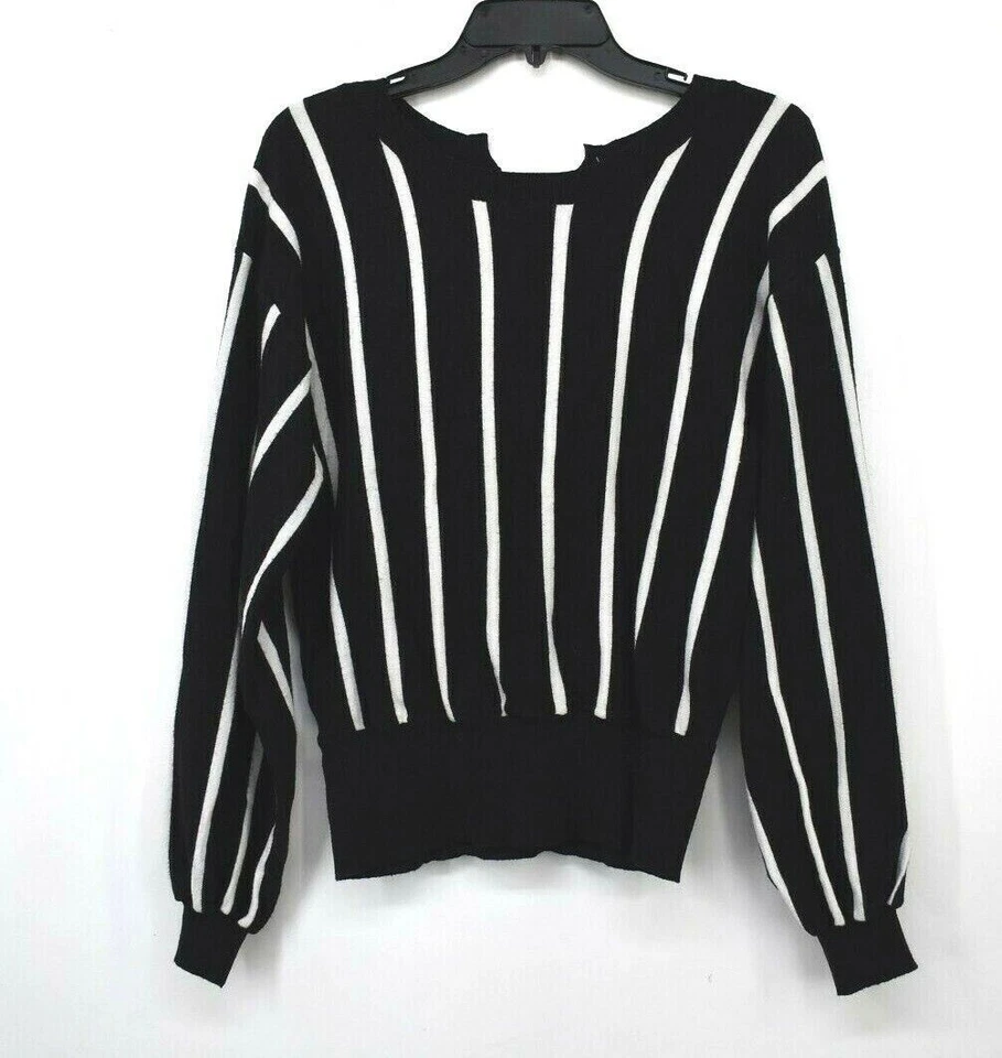 Suéter Pullover Umgee EE. UU. Mujeres Blanco Rayas Manga Larga Acanalada Cuello Atado S Foto 1 de 4