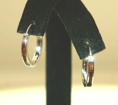 PENDIENTES ARO MADERA KOA HAWAIANO CON INCRUSTACIONES DE PLATA DE LEY 925 CHAPADOS EN RODIO 18 MM Foto 1 de 4