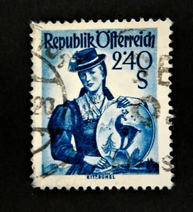 Austrian Stamps 1951 Costumes 2'40S. / Scott #548 Used - Picture 1 of 1