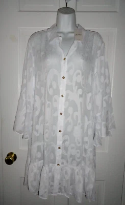 NWT LILLY PULITZER RESORT WHITE POLY CREPE SWIRL CLIP LINLEY COVERUP XL - Image 1 of 4