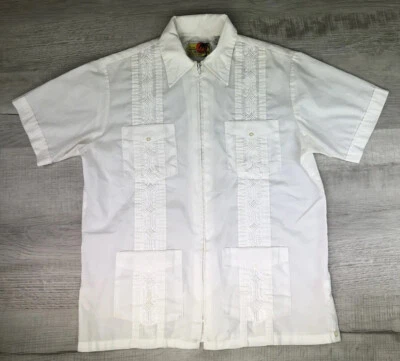 Camisa de Boda Mexicana De Colección The Genuine Haband Guayabera Cremallera Años 70 80 Para Hombres M Foto 1 de 4