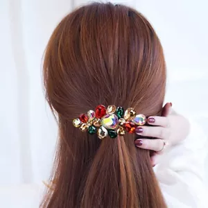 Flower Crystal Hair Clip Luxury Rhinestone Barrettes Alligator Snap Hair Clip... - Picture 1 of 4