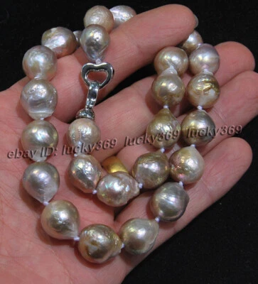 Collar de cuentas de perlas Edison barroco colorido rosa púrpura 13-16 mm AAA grande 16-30" Foto 1 de 4