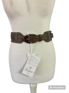Brandneu mit Etikett Elegance Paris grau Wildleder & Kroko-Muster Combo Metallschnalle Gürtel 28”-32” neu - Bild 1 von 12