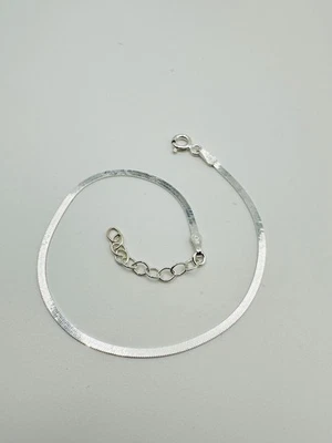 925 Sterling Silver 2mm Flat Snake Bracelet 7.5 inch - Image 1 of 4