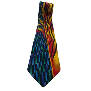 No Boundaries Rush Limbaugh Seidenkrawatte Herren 1995 Flamme Geometrisch 58 Zoll Hergestellt in den USA Vintage - Bild 1 von 5