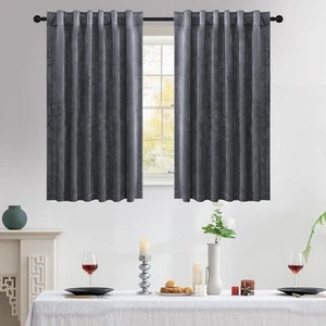 Grey Velvet Curtains 63 Inch Length, 100% Black Out Curtains for Living Room ... - Picture 1 of 7