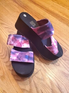 Sandalias de cuña con tiras Urban Outfitters Platforn TIE DYE talla 8 playa - Imagen 1 de 7