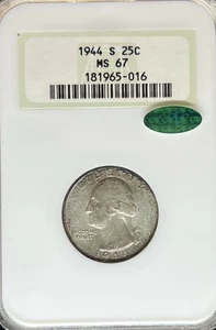 1944-S Washington Quarter MS67 NGC CAC (#PA181965016) - Picture 1 of 2