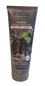 NEW Freeman Feeling Beautiful Gel Mask + Scrub, Charcoal + Black Sugar 6 fl oz - Picture 1 of 2