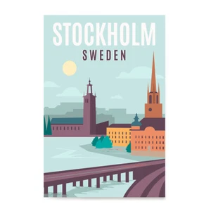 EzPosterPrints - Retro World Famous City Posters - Retro Travel,Stockholm,Sweden - Picture 1 of 12