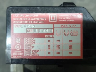 SQUARE D 8903-LX080 Lighting Contactor 120V 8903LX080 - Image 1 of 4