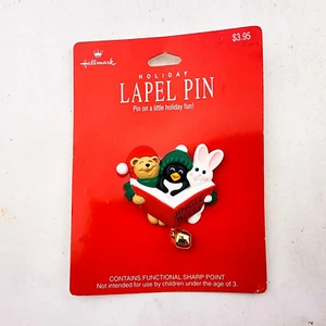 Spilla bavero vintage Hallmark Natale Jingle Bell coniglietto orso pinguino vacanza - Foto 1 di 4