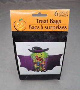 Halloween Treat Bags 6 Count Six Green Witch Witches Purple Cape Red Tie NOS - Picture 1 of 11