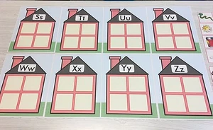 Alphabet House Game - Beginning Sounds - Learning Center S, T, U, V, W, X, Y & Z - Picture 1 of 5