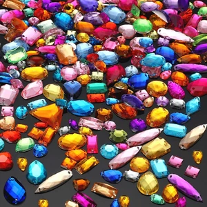 500 Pcs Mixed Shapes Acrylic Rhinestones with 2 Holes for Crafts and Decor - Picture 1 of 12