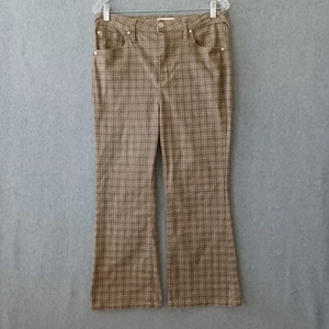 Cleo Wolf Pants Womens 32 Brown Checkered High Rise Kick Flare Casual Pants - Picture 1 of 13