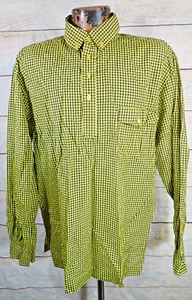 vintage 70s Obermeyer Wind Shirt Mens XL 100% Nylon Yellow Black Checker Plaid - Picture 1 of 11