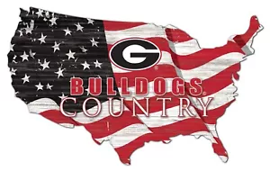 Georgia Bulldogs Sign USA Country Flag Team Sign 18" x 11" - Picture 1 of 1