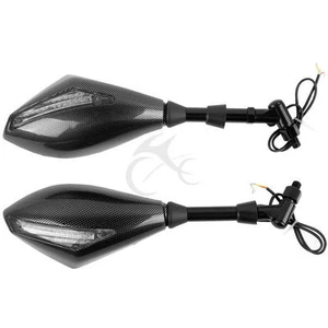 COPPIA CARBONIO SPECCHIETTI LED PER SUZUKI HONDA DUCATI KAWASAKI YAMAHA APRILIA - Picture 1 of 1