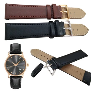 Replacement Genuine Leather Watch Band Watch Strap Belt Black/Brown 8mm-24mm - Picture 1 of 12