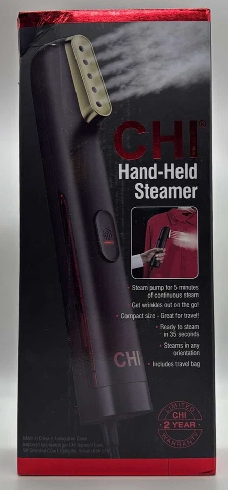 CHI Handheld Garment Steamer Portable Black Tested Model 11580F W/ Chi Bag