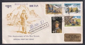1982 Bhutan 75th Anniversary of The Boy Scouts 4v Stamp on Postally Used FDC - Picture 1 of 1