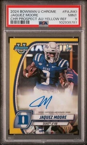 2024 Bowman Chrome U Jaquez Moore /75 Yellow Refractor 1st Auto Duke PSA 9 - Picture 1 of 2