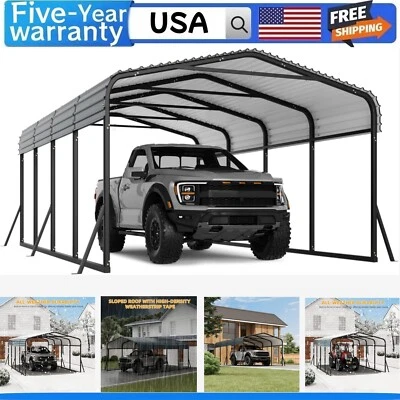 GRVEE Metal Carport with Galvanized Steel Roof for Tractors Boat Car Heavy Duty