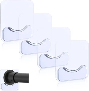 Adhesive Shower Curtain Rod Holder, 4 Pcs Tension Rod Holders, No Drilling - Picture 1 of 12