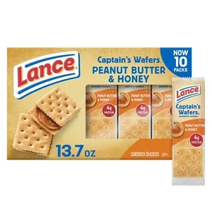 Lance Sandwich Crackers Captain's Wafers Erdnussbutter und Honig 10 Packungen 6 Sand - Bild 1 von 9
