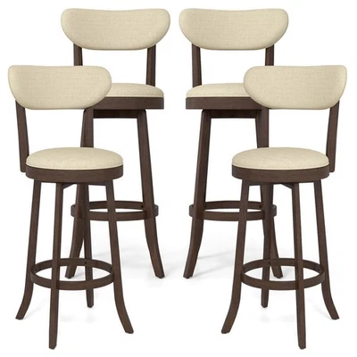 30.5" Bar Height Chairs Set of 4 Swivel High Barstool w/ Padded Seat & Backrest - Image 1 of 4