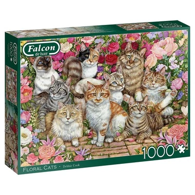 Jumbo, Falcon de luxe - Floral Cats, Jigsaw Puzzles for Adults, 1,000 Piece, 68  - Immagine 1 di 4