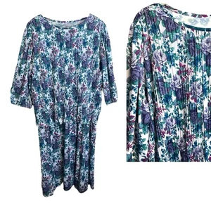 Vestido Cue Fashions para mujer talla 24W púrpura floral escoba plegable vintage manga 3/4 - Imagen 1 de 12
