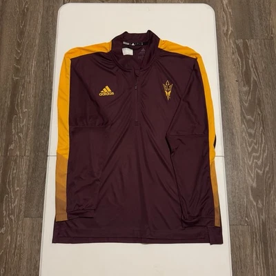 Adidas Hombre Granate Arizona State Sideline Manga Cuarto Cremallera Chaqueta.  Grande Foto 1 de 4
