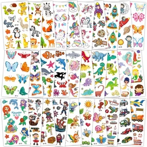Tatuaggi per Bambini 300 Adesivi Tatuaggi Set Temporanei de Unicorno Dinosauro - Foto 1 di 24