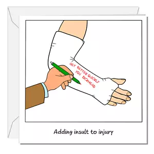 Carta braccio rotto divertente - Collare da polso frattura ossea fusa Get Well Soon Card SWIZZ - Foto 1 di 8