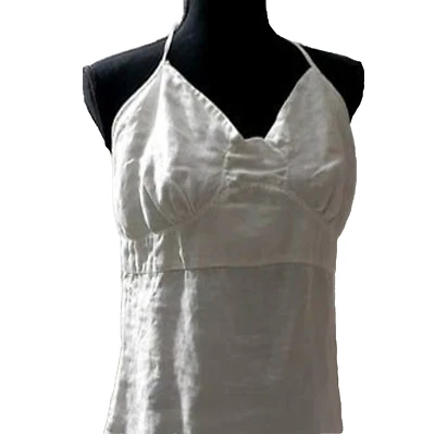 Top Kiko para mujer talla M blanco 100 % lino cuello en V nuevo # 144 Foto 1 de 4
