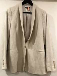 Vince Women's Size 10 Linen Blend Natural Ivory Fully Lined Blazer Jacket - Picture 1 of 6