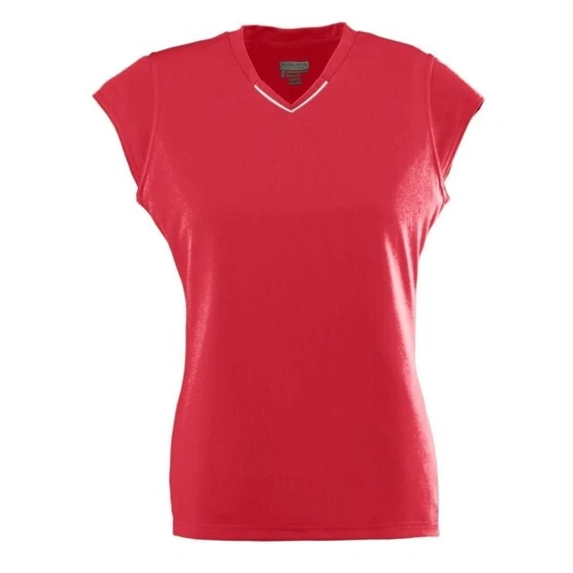 Nueva camiseta deportiva Augusta Rally 1204 para mujer talla 2XLarge roja blanca con cuello en V Foto 1 de 1
