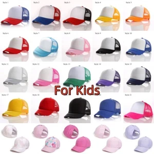 Kids Childrens Mesh Baseball Peaked Cap Hat Kids Students Soild Travel Classic☾ - Picture 1 of 52